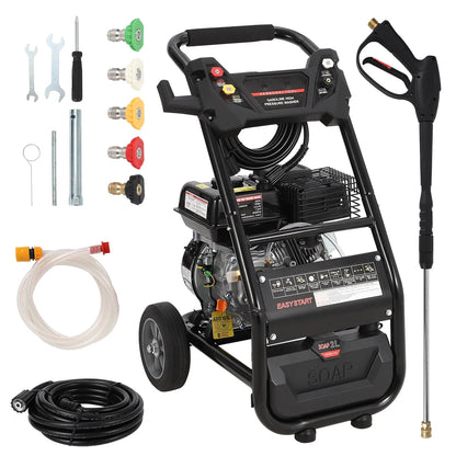 2026 NEW 3600 PSI Gas Pressure Washer - 7HP Engine with Copper Pump, 5 Nozzles & 26ft Hose for Home and Auto Cleaning