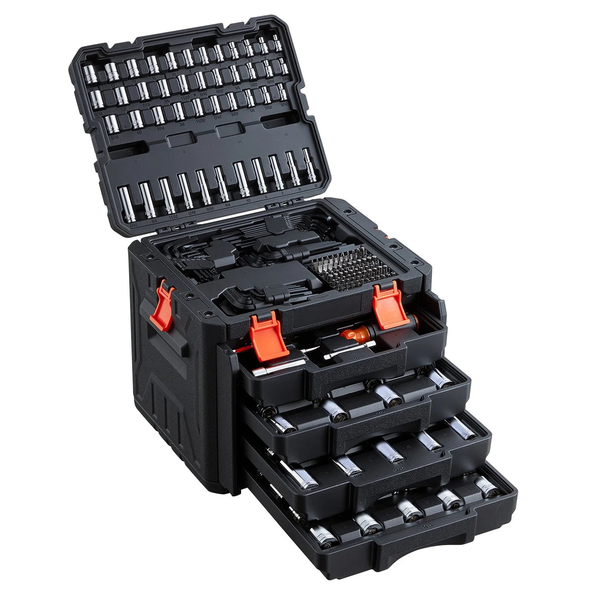 2026 NEW VEVOR Mechanics Tool Set, 256-Piece Mechanic Tool Kit, 1/4 in, 3/8 in, and 1/2 in Drive, SAE and Metric Socket Set, Wrenches, Screwdriver Bits, Accessories, and Storage Case