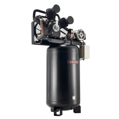 2026 NEW VEVOR 80 Gallons Heavy-Duty Air Compressor, 10HP 17 SCFM at 90PSI Air Compressors Max 175PSI, Oil-Lubricated Compressor Tank(230V 3-Phase, No Plug)