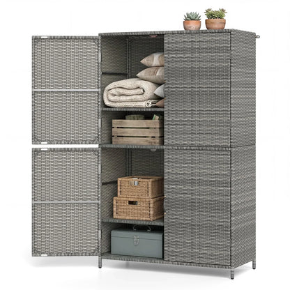 2026 NEW Costway Outdoor Storage Cabinet with Adjustable Shelves & Anti-Toppling Device for Garden Mix Gray
