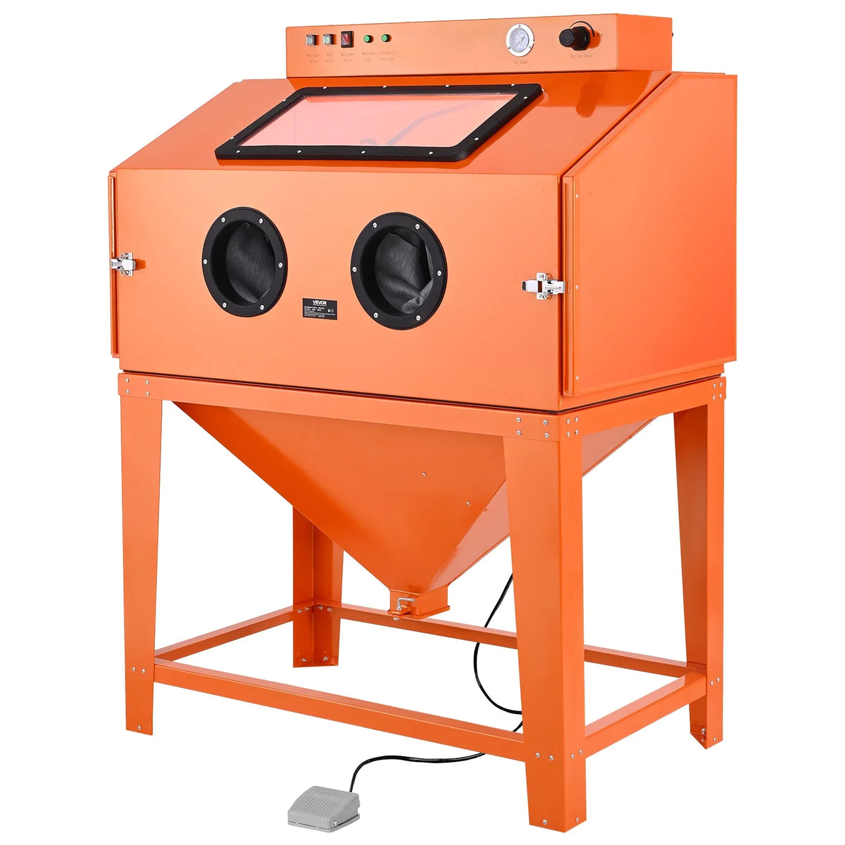 2026 NEW VEVOR 115 Gallon Sandblasting Cabinet, Heavy Duty Steel Sand Blasting Cabinet with 31-Gallon Media Hopper, Dual Blasting Guns & 1.6HP Dust Collector