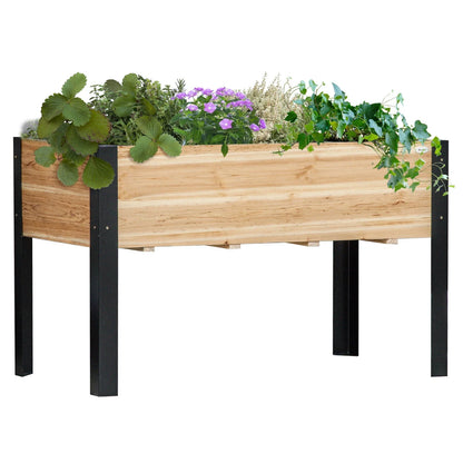 2026 NEW Outsunny Raised Garden Bed, Elevated Planter Box, 47''x24''x29'' with Legs, Metal Frame, Wooden Planter Pot for Backyard, Patio to Grow Vegetables, Herbs, and Flowers