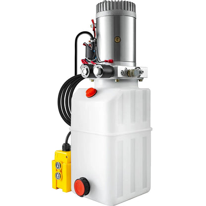 2026 NEW VEVOR 6 Quart Hydraulic Pump Hydraulic Power Unit (Plastic, 6 Quart/Double Action) White