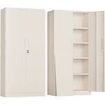 SOLAURA 71" Metal Garage Storage Cabinet with Locking Doors and Adjustable Shelves for Home, Office(Black), Warm Gray